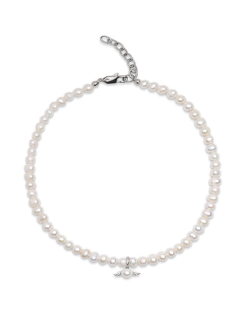 Nialaya Women's Necklace Women's Pearl Choker with Angel Wing Pendant 17 Inches / 43.18 cm WNECK_218